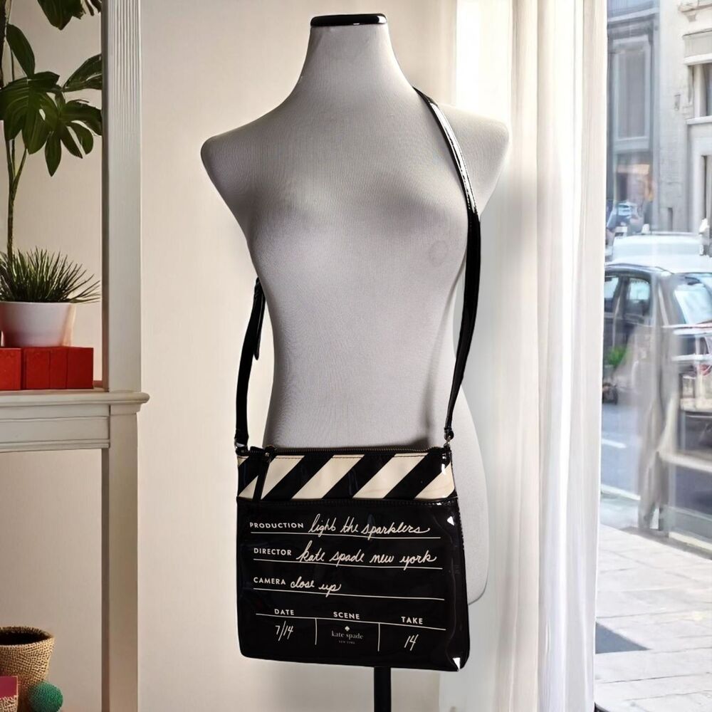 Kate Spade Light the Sparklers PU Patent Leather Movie Clapboard Crossbody Purse